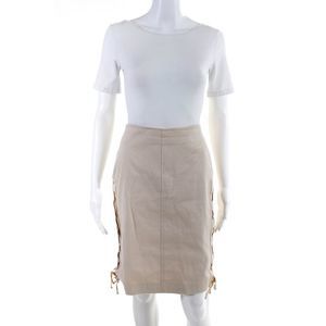 MAG By Magaschoni Womens Lace Up Accent Straight Pencil Skirt Beige Size 2